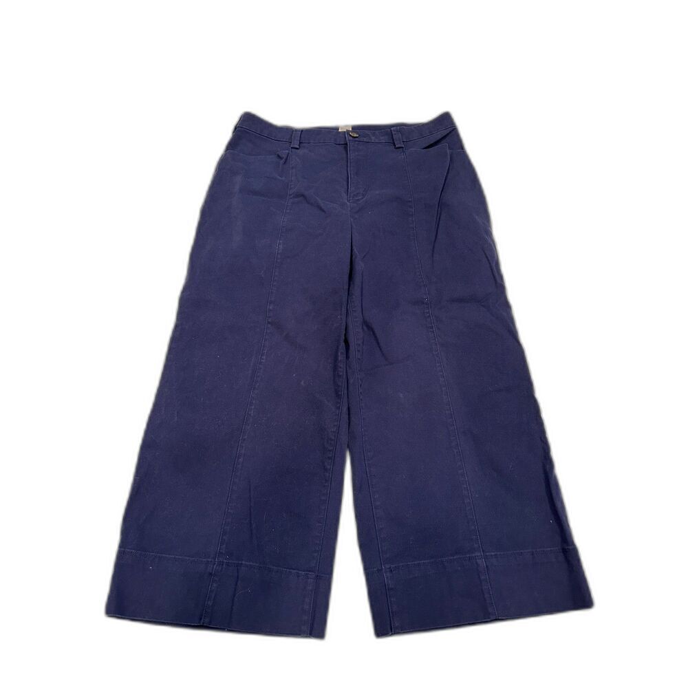 Duluth Trading Co. Navy Wide Legged Cropped Pants Size 14